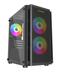 MaxGreen 5510-Mesh ARGB Mid Tower Black Micro-ATX Gaming Desktop Casing With Standard PSU