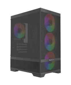 MaxGreen Mesh Pro A10 Mid Tower Black Micro-ATX Gaming Desktop Casing with 4 x MaxGreen M59 ARGB Fan